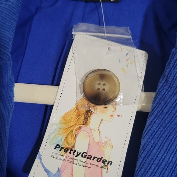 Pretty Garden Women's Blue Winter Corduroy Blazer Jacket Size Sm Oversized - Picture 15 of 16